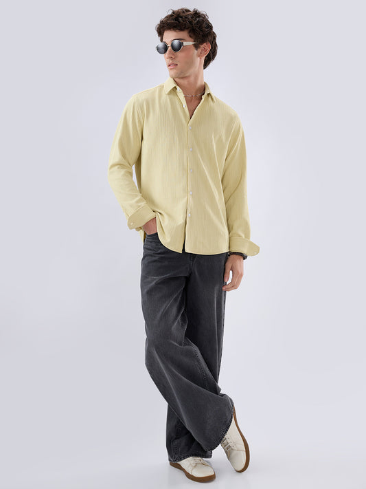 Lemon Yellow Matrix Weave Knitted Shirt