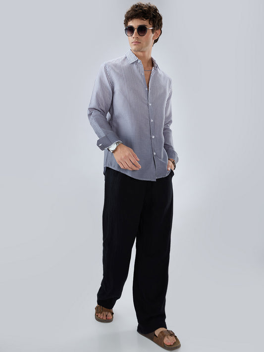 Muted Grey Pinstripe Ombre Shirt