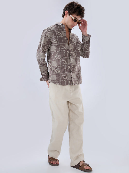 Muted Grey Artisan Embroidered Shirt