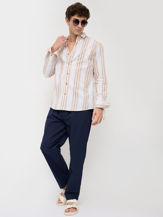 Sunwashed Multi Striped Slub Textured Shirt