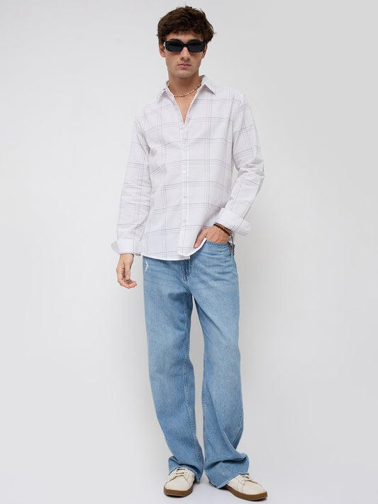 Whiteframe Contrast Chalkline Checked Shirt