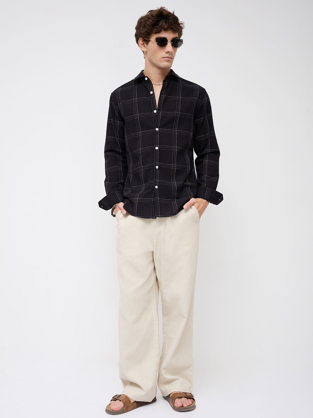 Blackout Contrast Chalkline Checked Shirt