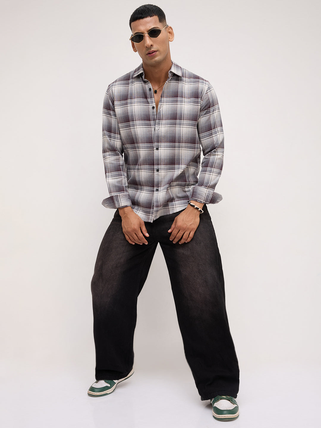 Steel Grey Multi Plaid Checks Shirt