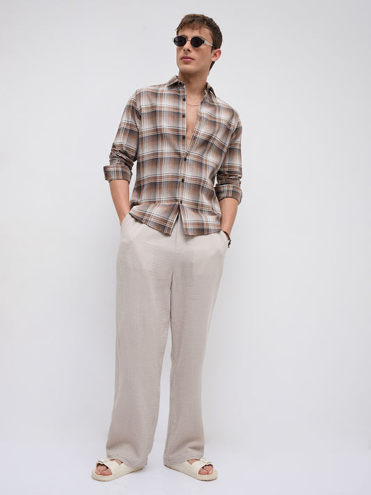 Heritage Brown & Beige Plaid Checks Shirt
