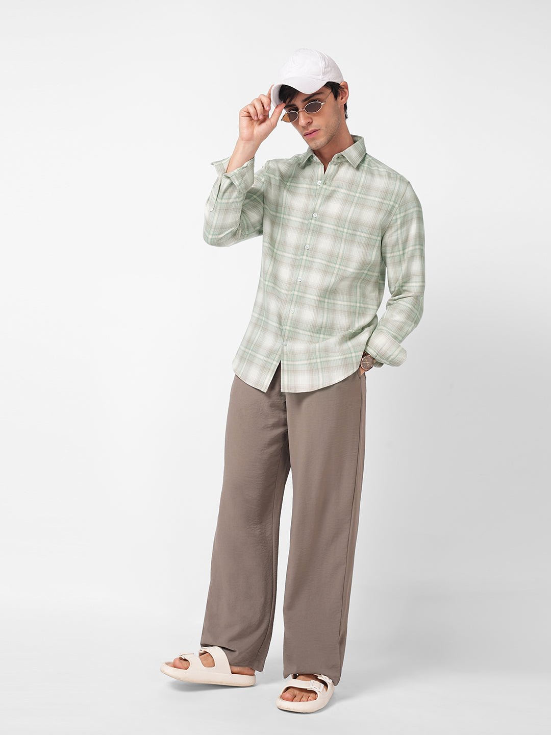 Premium Soft Sage Fine Checks Shirt