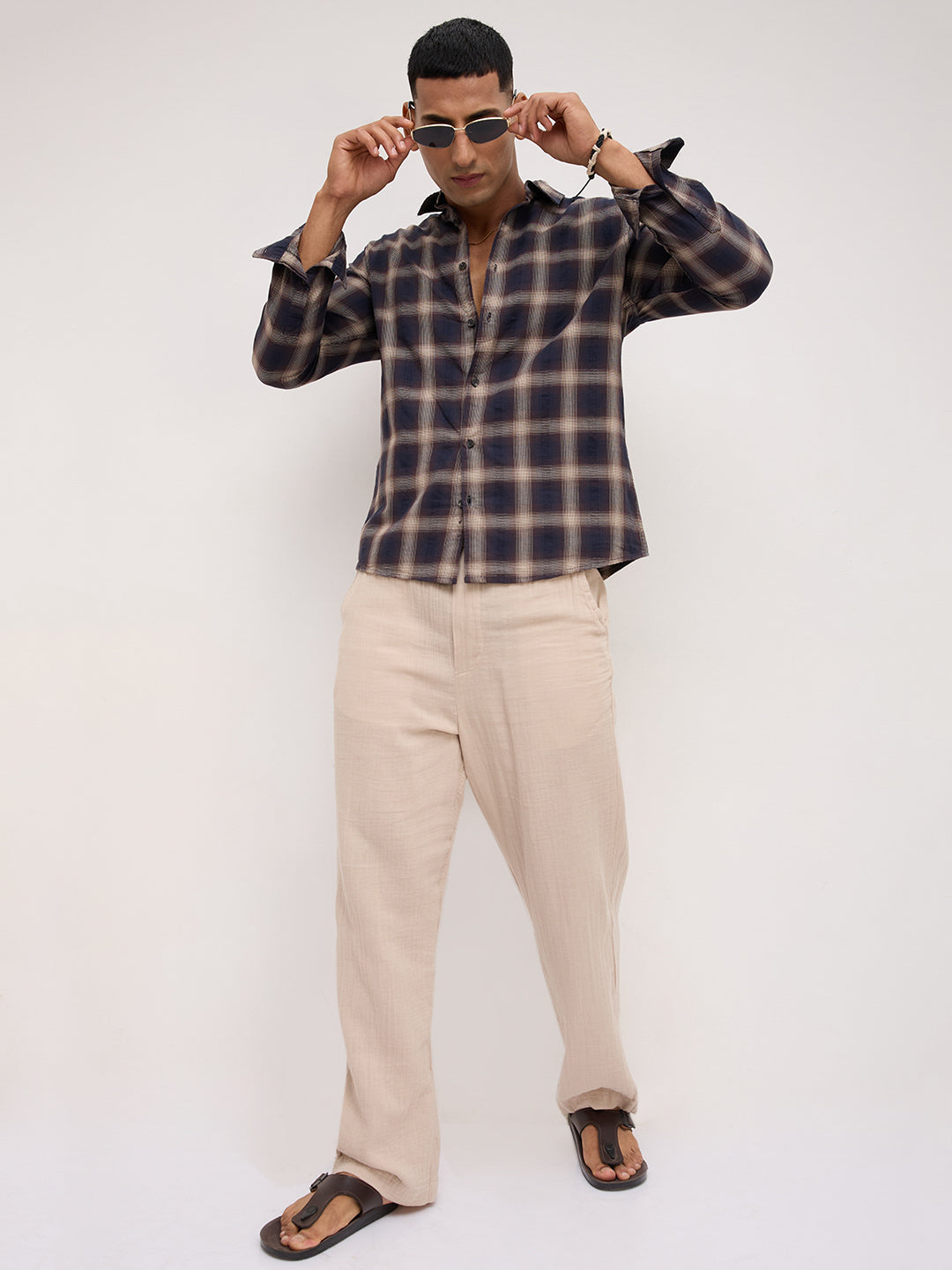 Deep Cocoa  Contrast Windowpane Checks Shirt