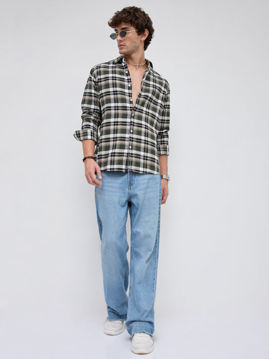 Classic Forest Green & White Plaid Checks Shirt