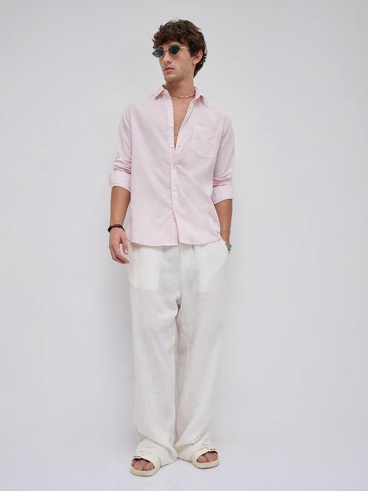 Trendy Lace Pink Fine Textured Shirt