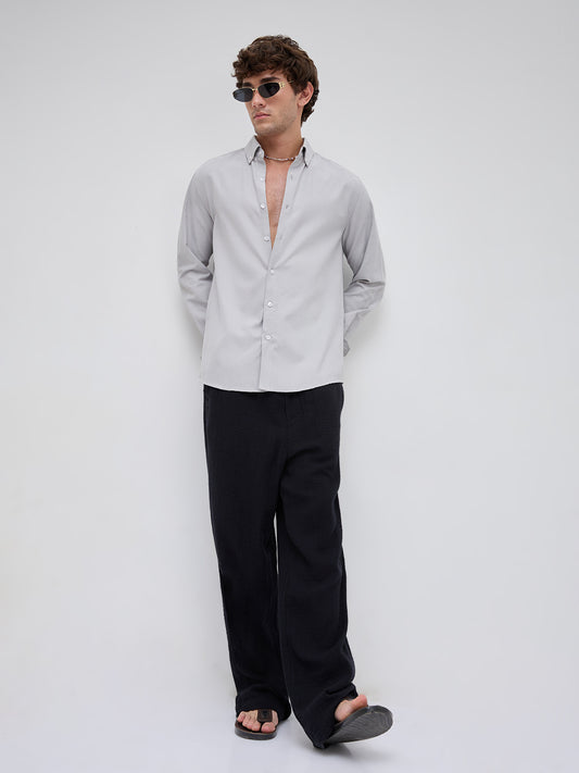 Mist Grey Oxford Clean Everyday Business Shirt