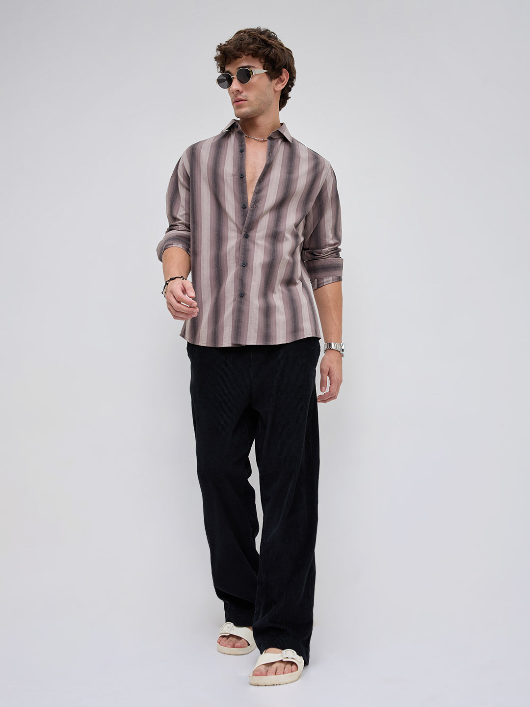 Smoky Brown Artisan Shadow Striped Shirt