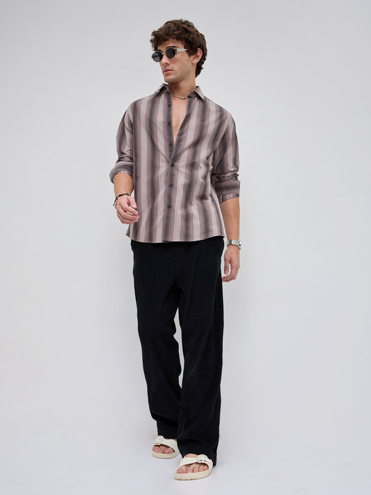 Smoky Brown Artisan Shadow Striped Shirt