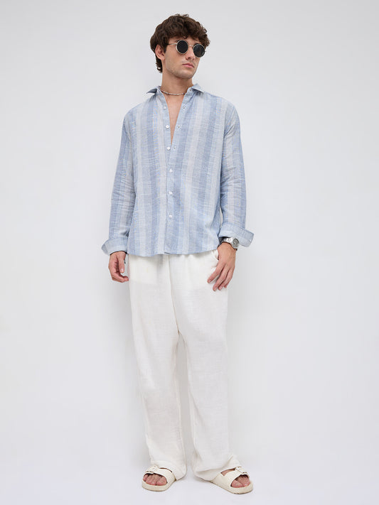 Blue & White Refined Multi Striped Shirt