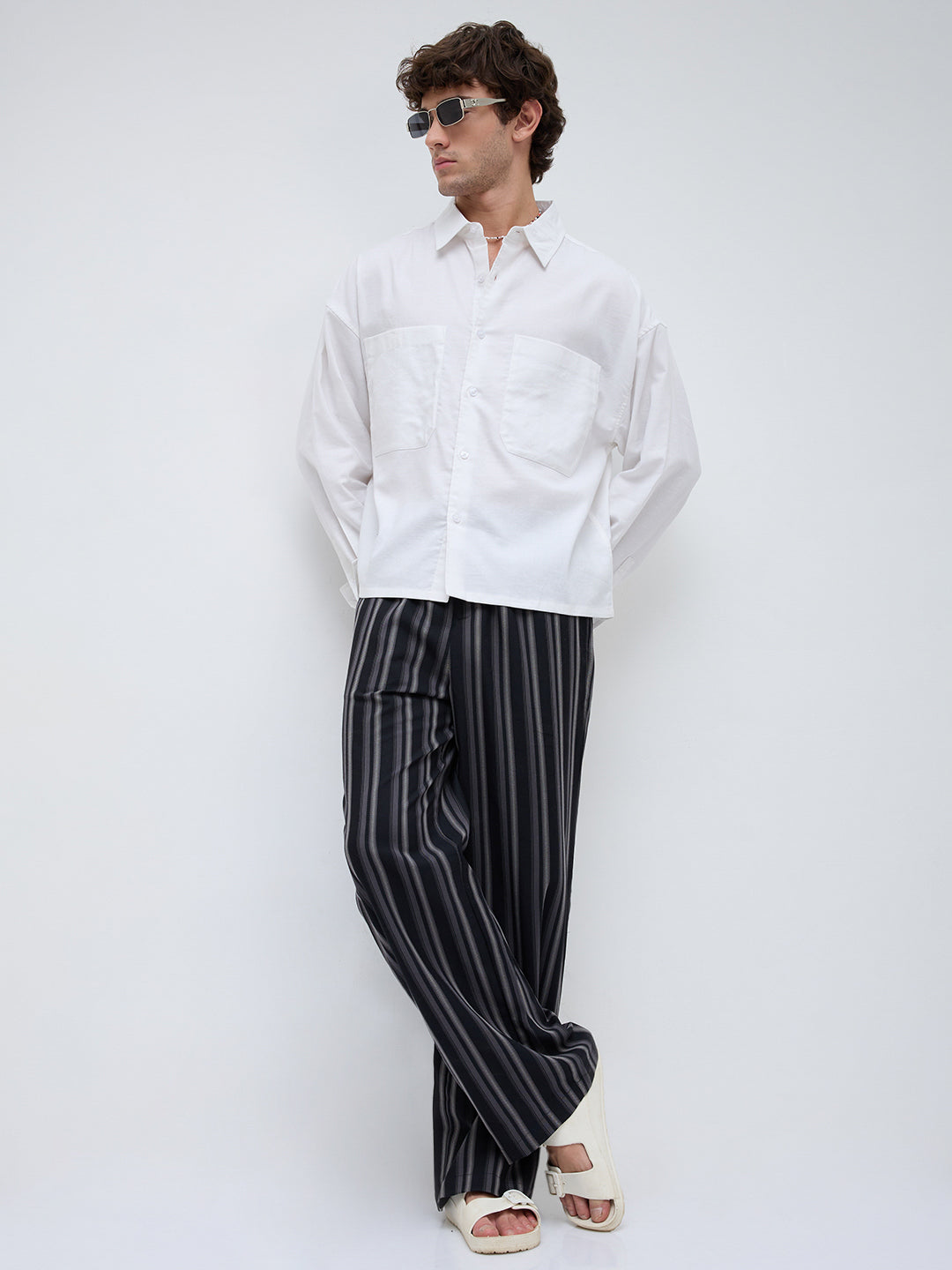 Essential White Crop Boxy Fit Utility Shirt