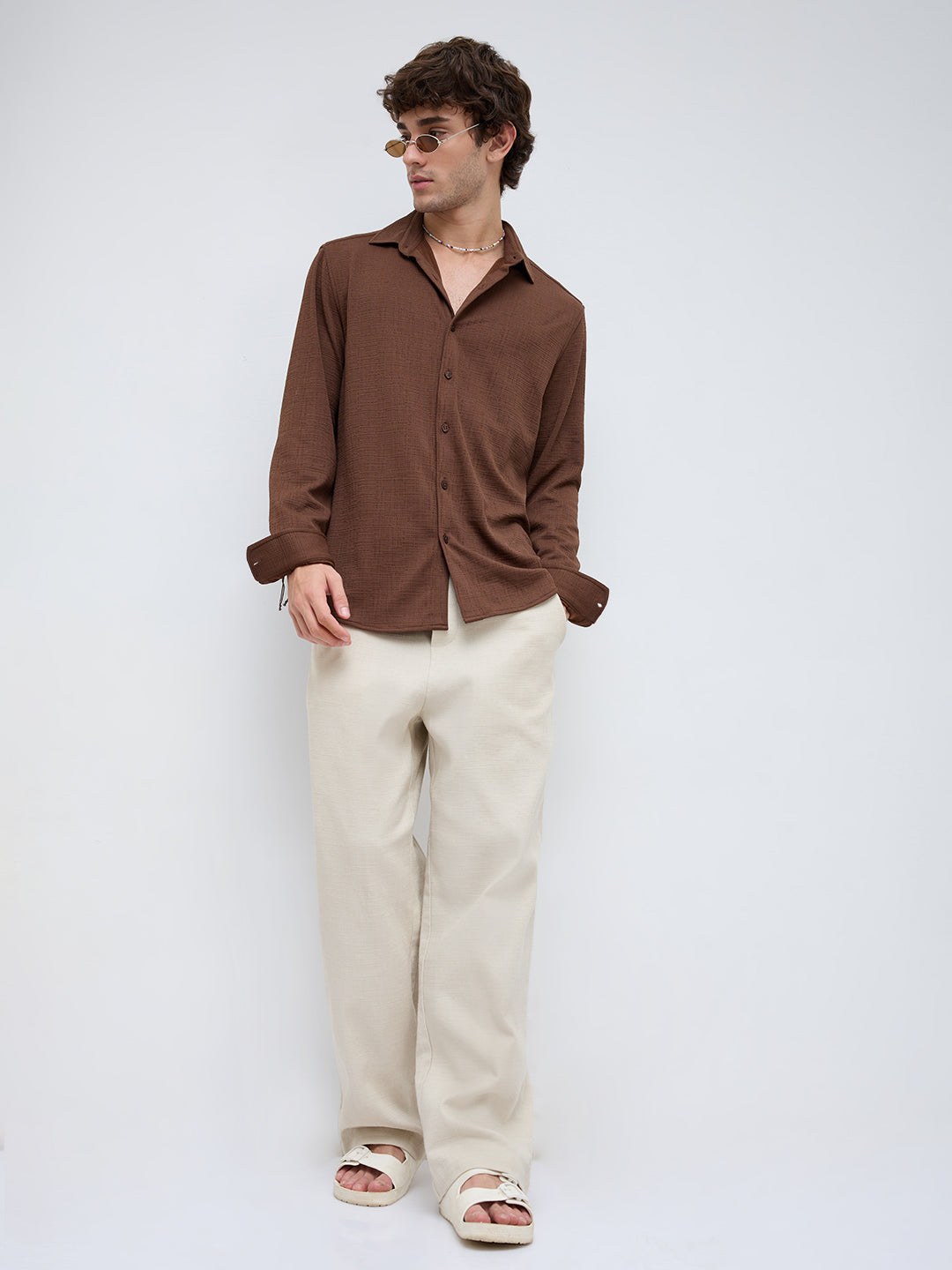 Rich Cocoa Textured Relaxed Shirt