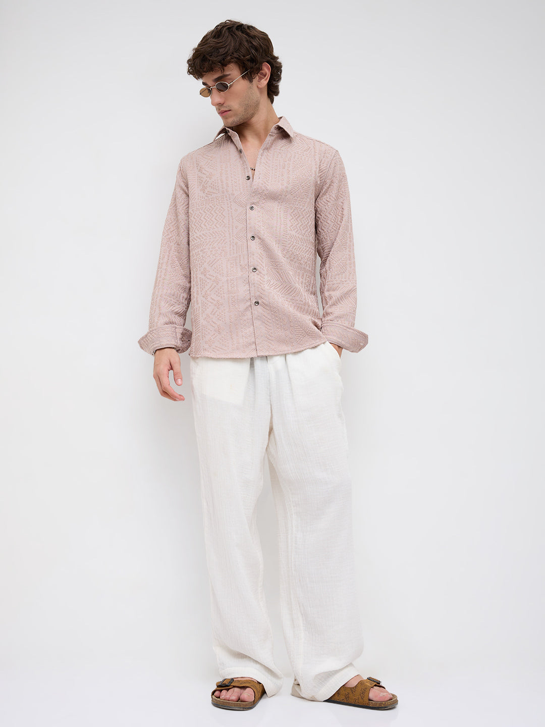 Rouge Pink Embossed Textured Shirt