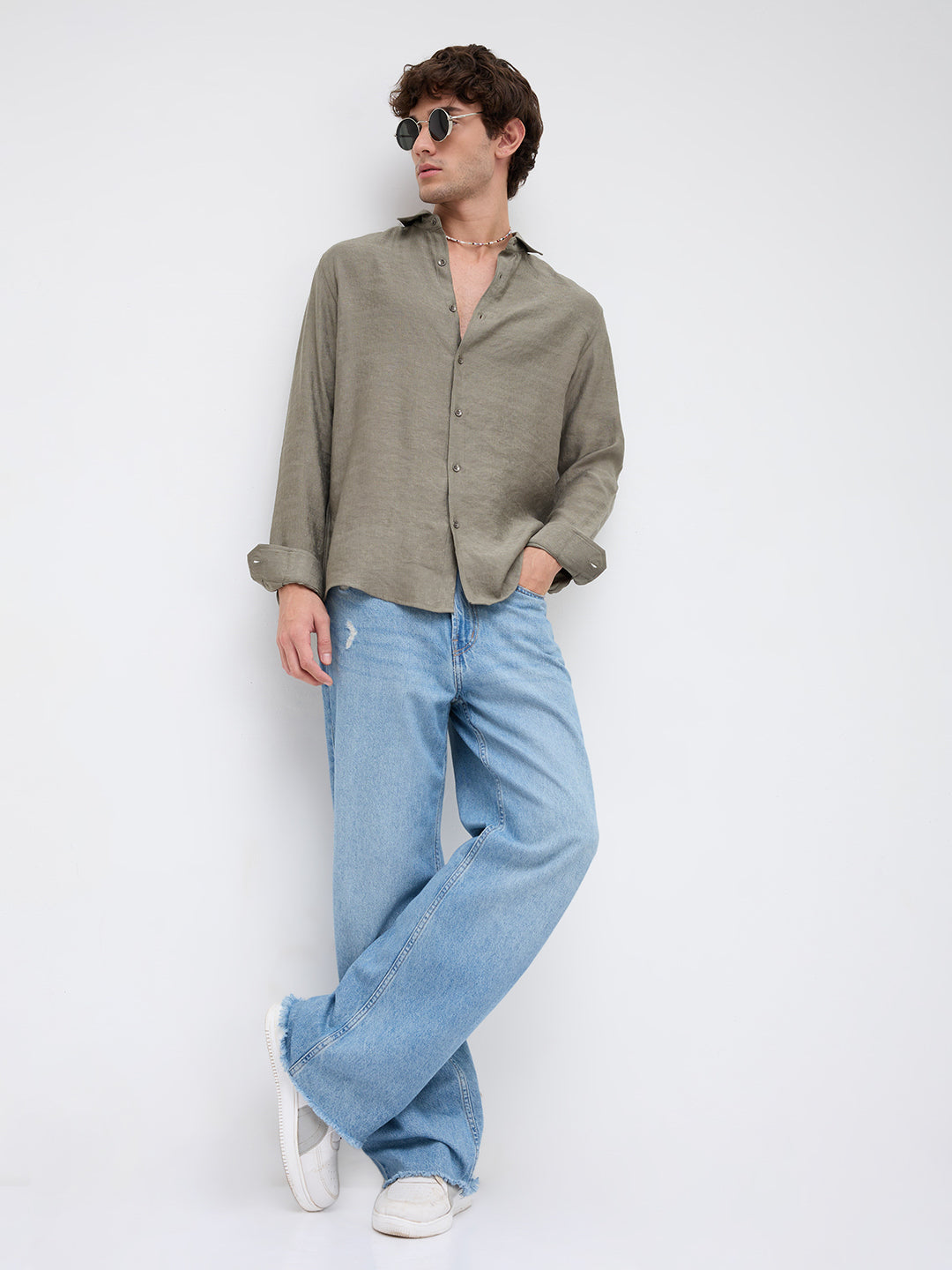 Luxe Olive Fine Frost Textured Shirt