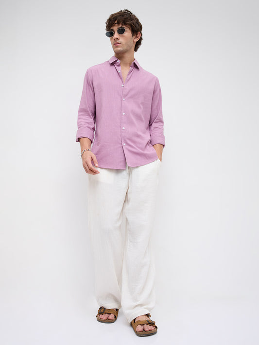 Opera Mauve Slub Textured Shirt