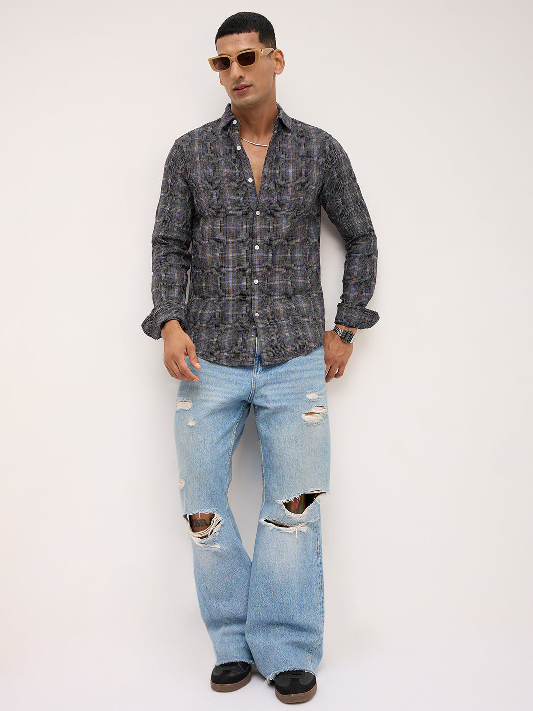 Black Eclipse Textured Casual Shirt