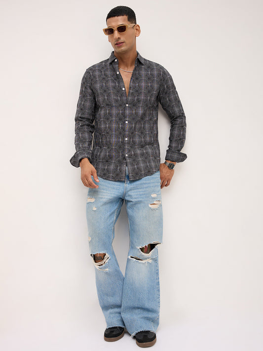 Black Eclipse Textured Casual Shirt