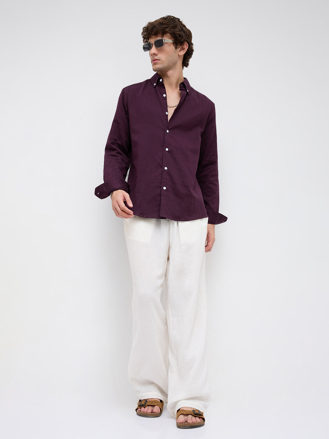 Matte Purple Button-Down Collar Business Shirt