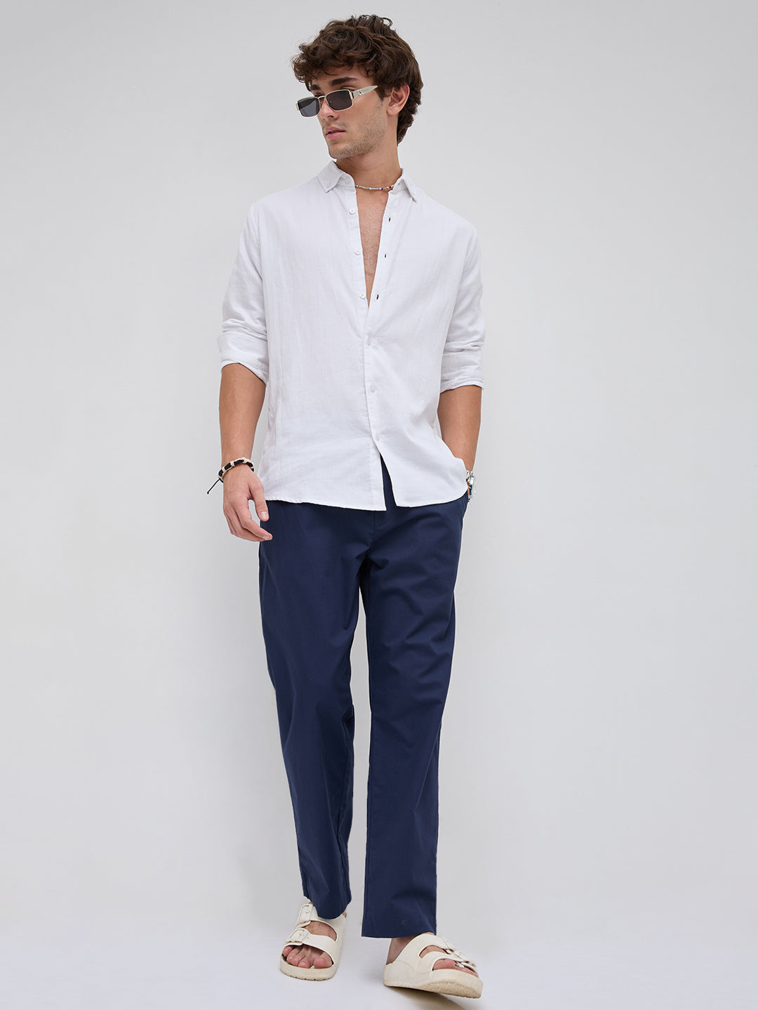 Timeless White Subtle Textured Button-Down Collar Shirt
