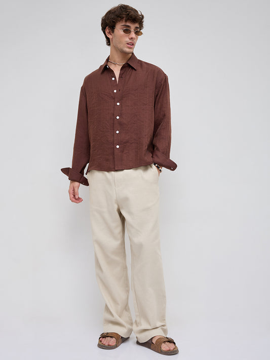 Lustre Bown Striped Boxy Fit Crop Shirt