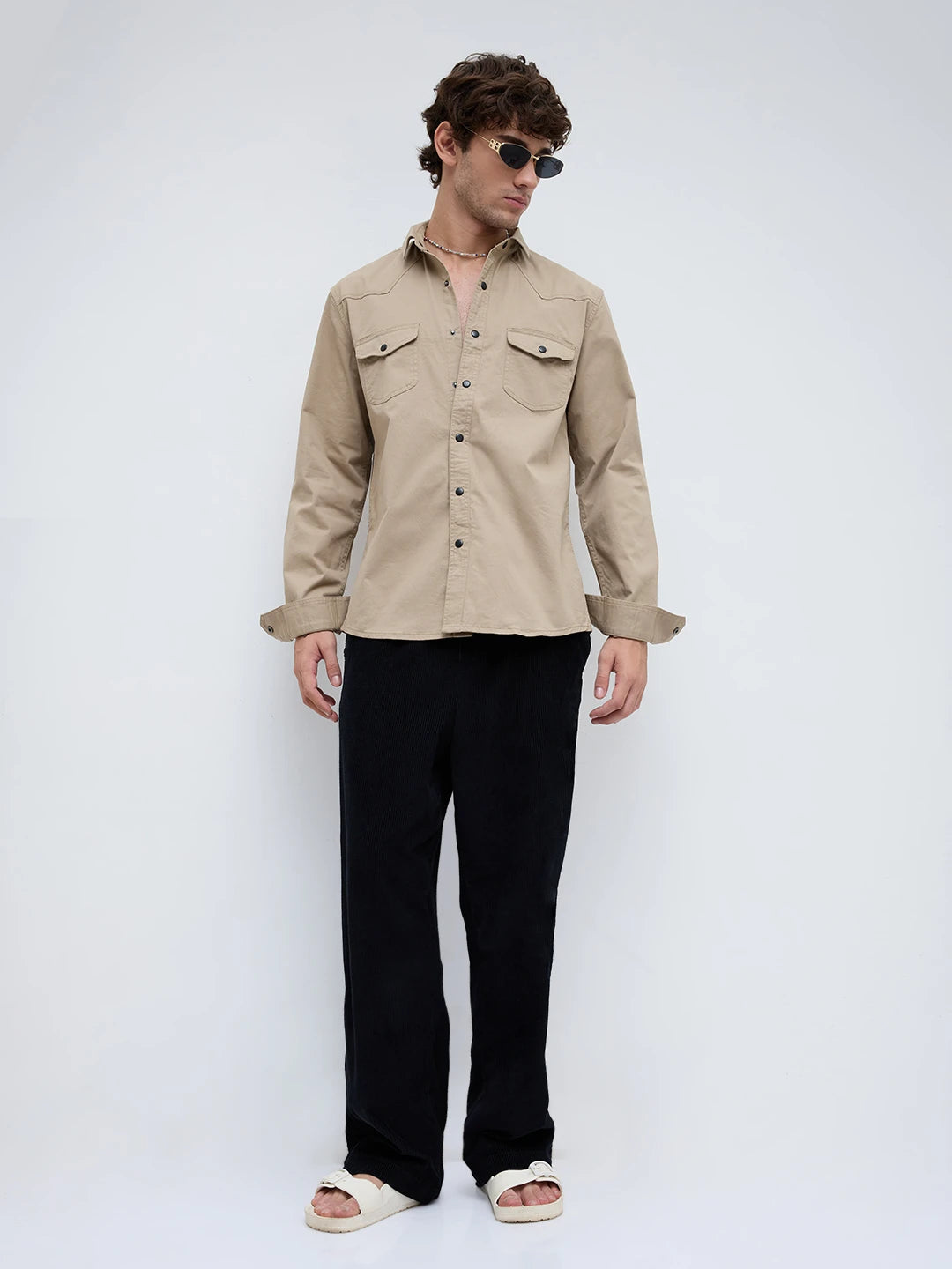 Timeless Khaki Beige Twin Pocket Overshirt