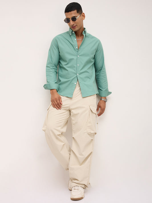 Seafoam Green Button-Down Collar Business Shirt