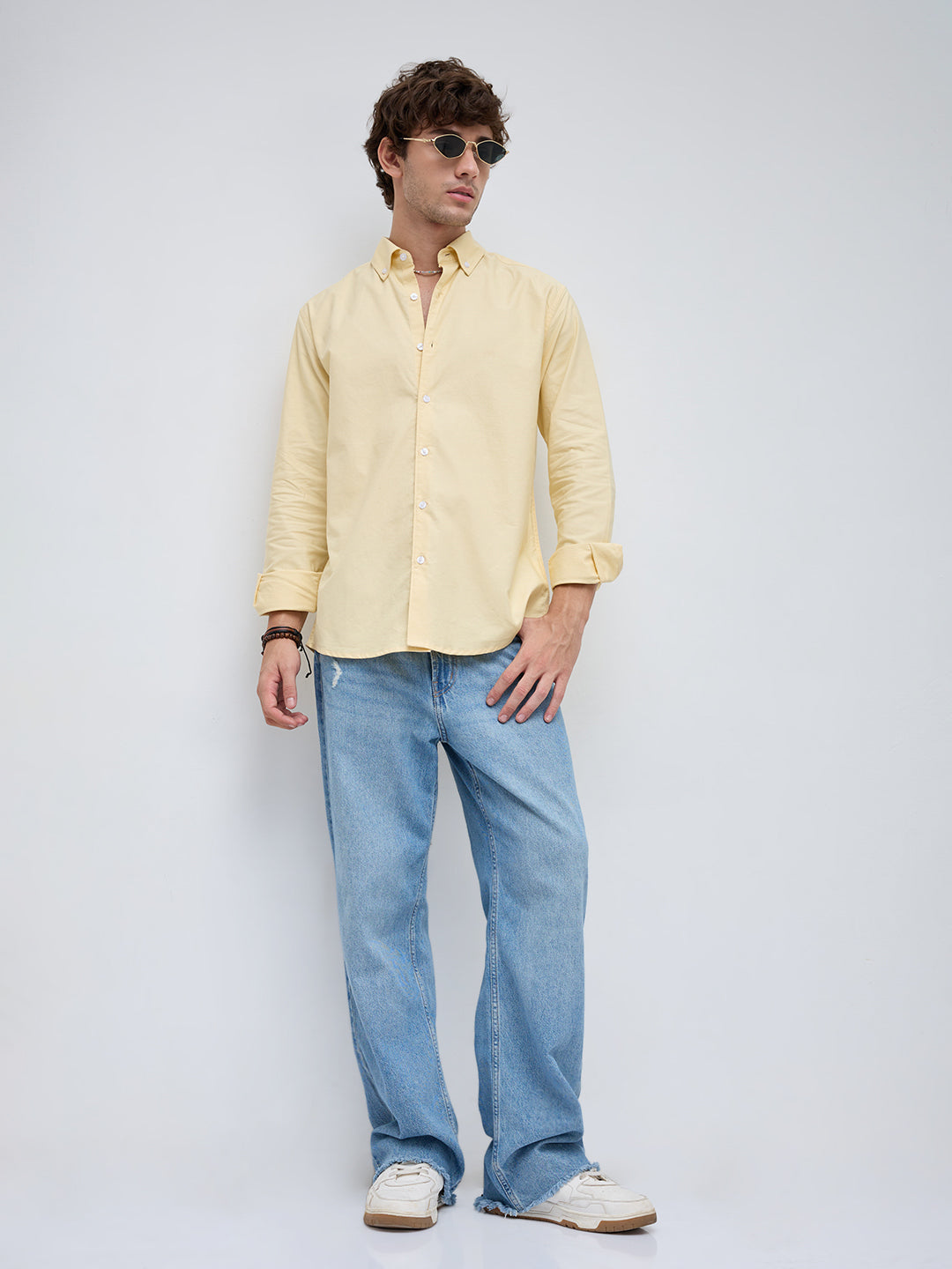 Butter Yellow Button-Down Collar Business Shirt