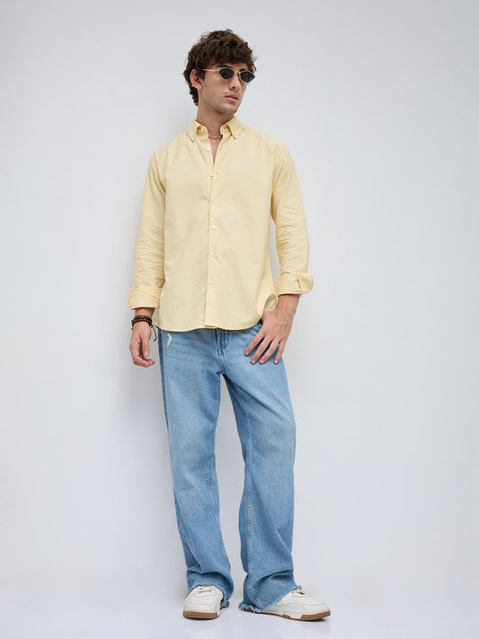 Butter Yellow Oxford Button-Down Collar Business Shirt