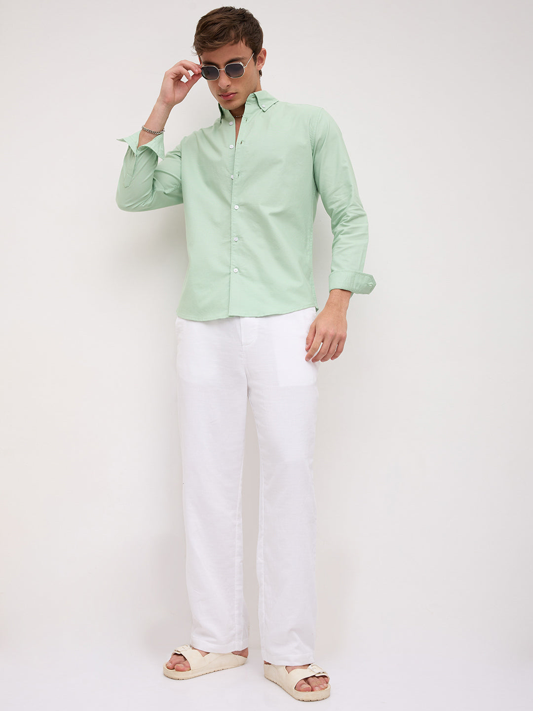 Seafoam Green Button-Down Collar Business Shirt