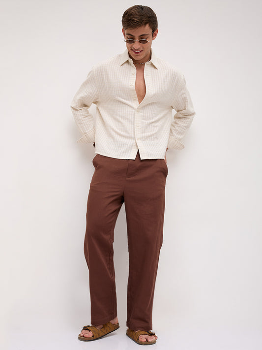 Dessert Loom Sheer Checks Boxy Fit Crop Shirt