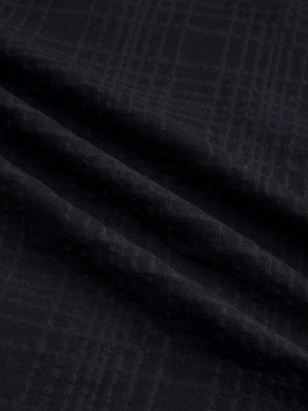 Plush Black Ledger Checks Double Cloth Shirt