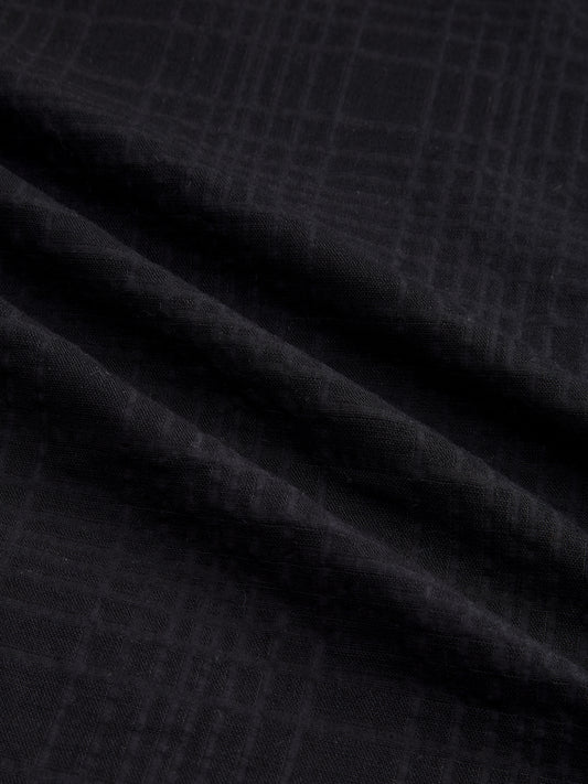 Plush Black Ledger Checks Double Cloth Shirt