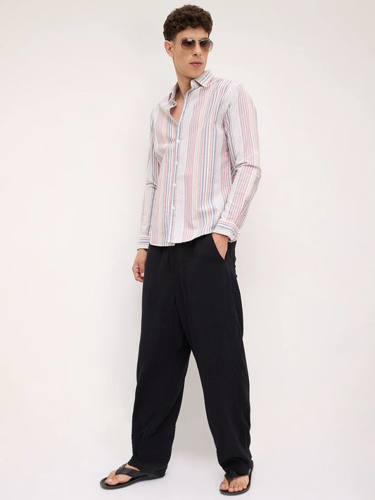 Classic Multicolor Vertical Striped Oxford Shirt