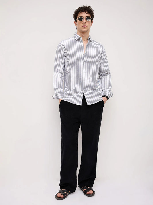 White & Navy Candy Striped Everyday Shirt