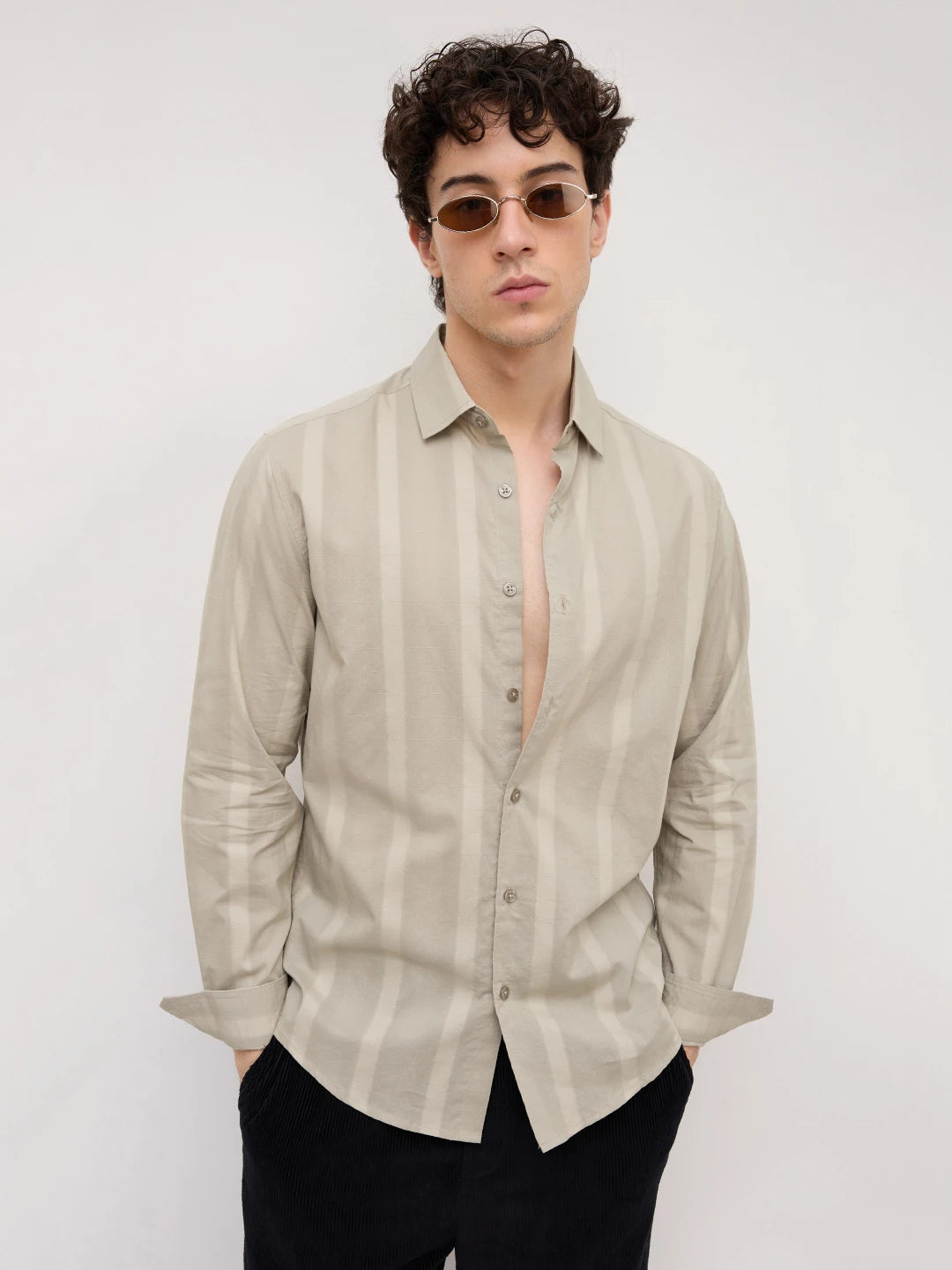 Sage Green Framework Textured Shirt