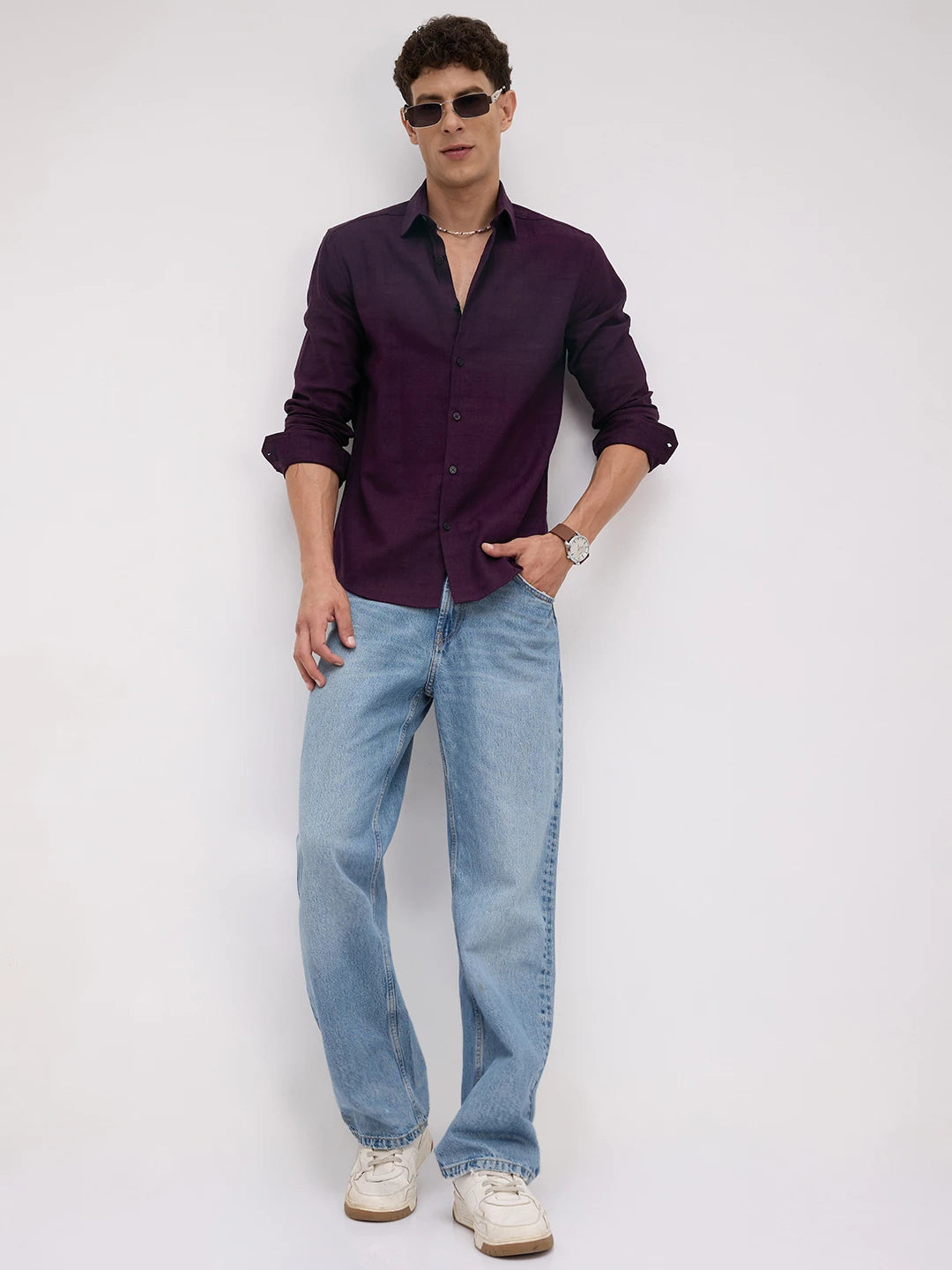 Wine Crossgrain Micro Textured Shirt