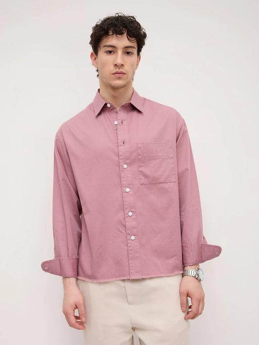 Iconic Dusty Pink Boxy Fit Crop Shirt