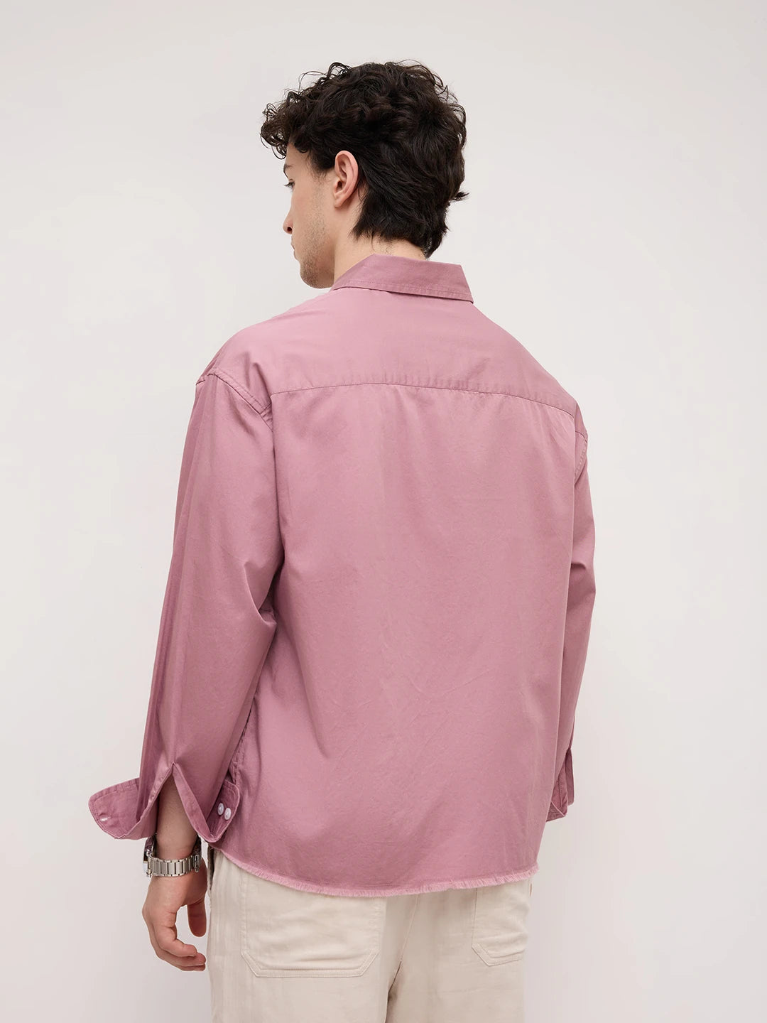 Iconic Dusty Pink Boxy Fit Crop Shirt