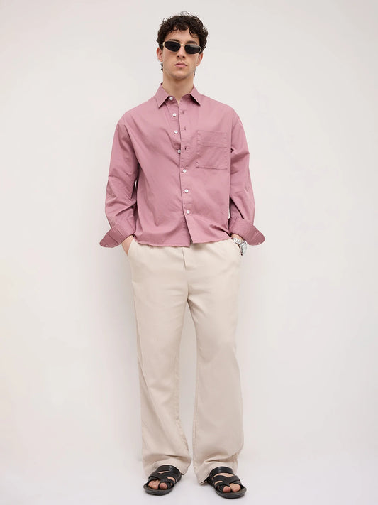 Iconic Dusty Pink Boxy Fit Crop Shirt