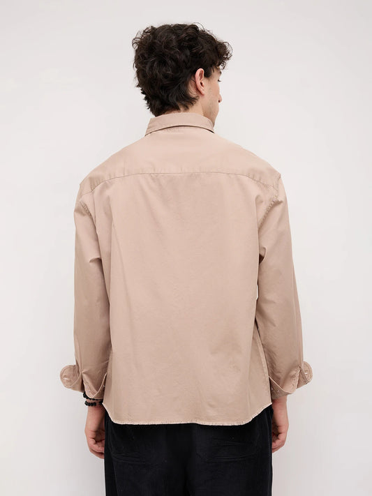 Classic Sand Beige Boxy Fit Crop Shirt