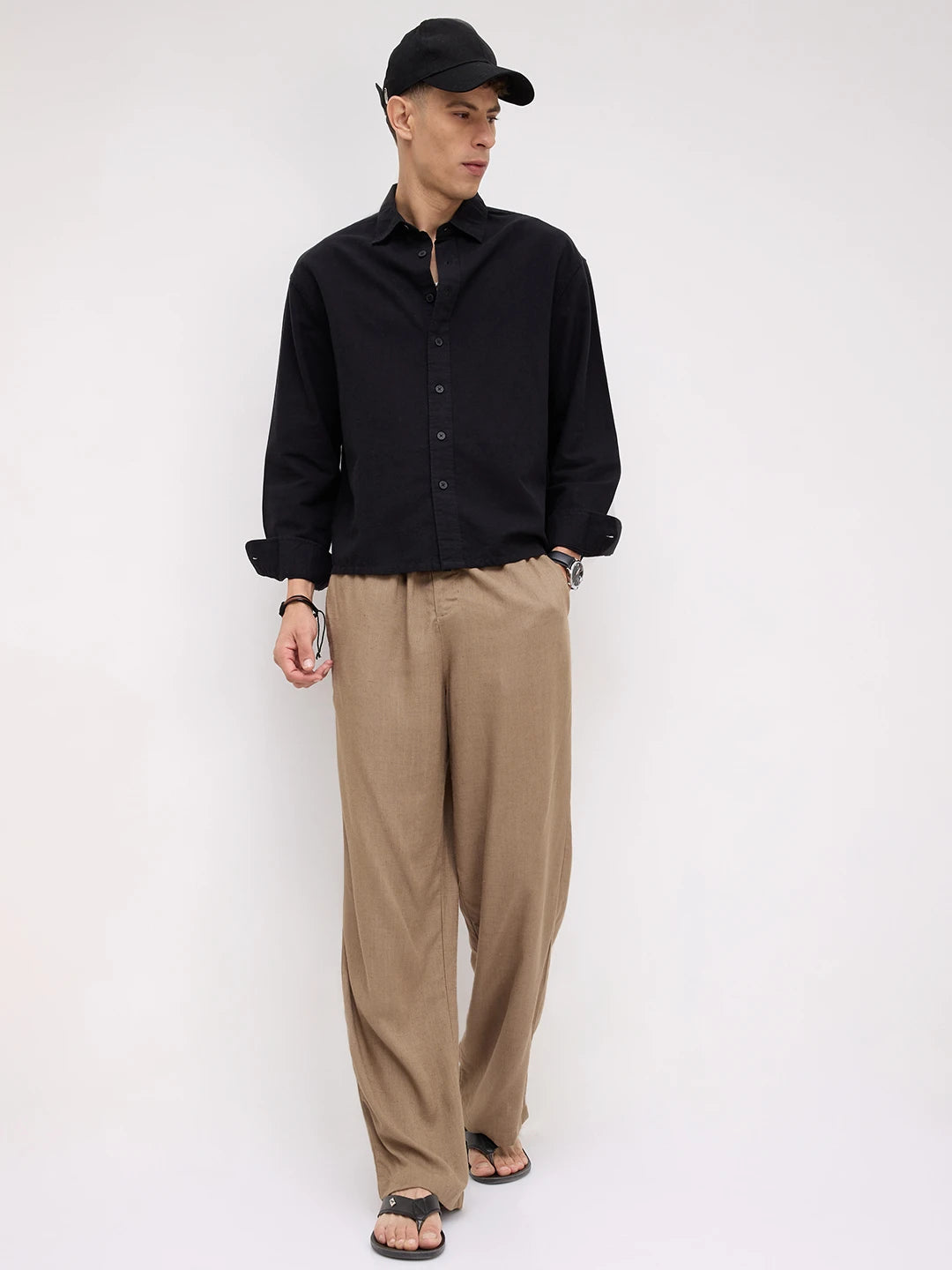 Timeless Tensil Black Boxy Fit Crop Shirt