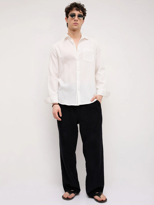 White Micro Willow Textured Shirt