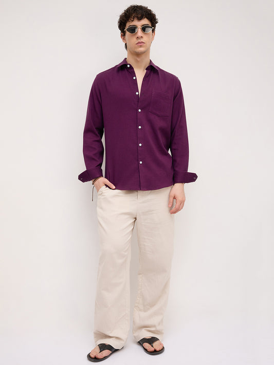Deep Merlot Wine Micro Willow Textured Shirt
