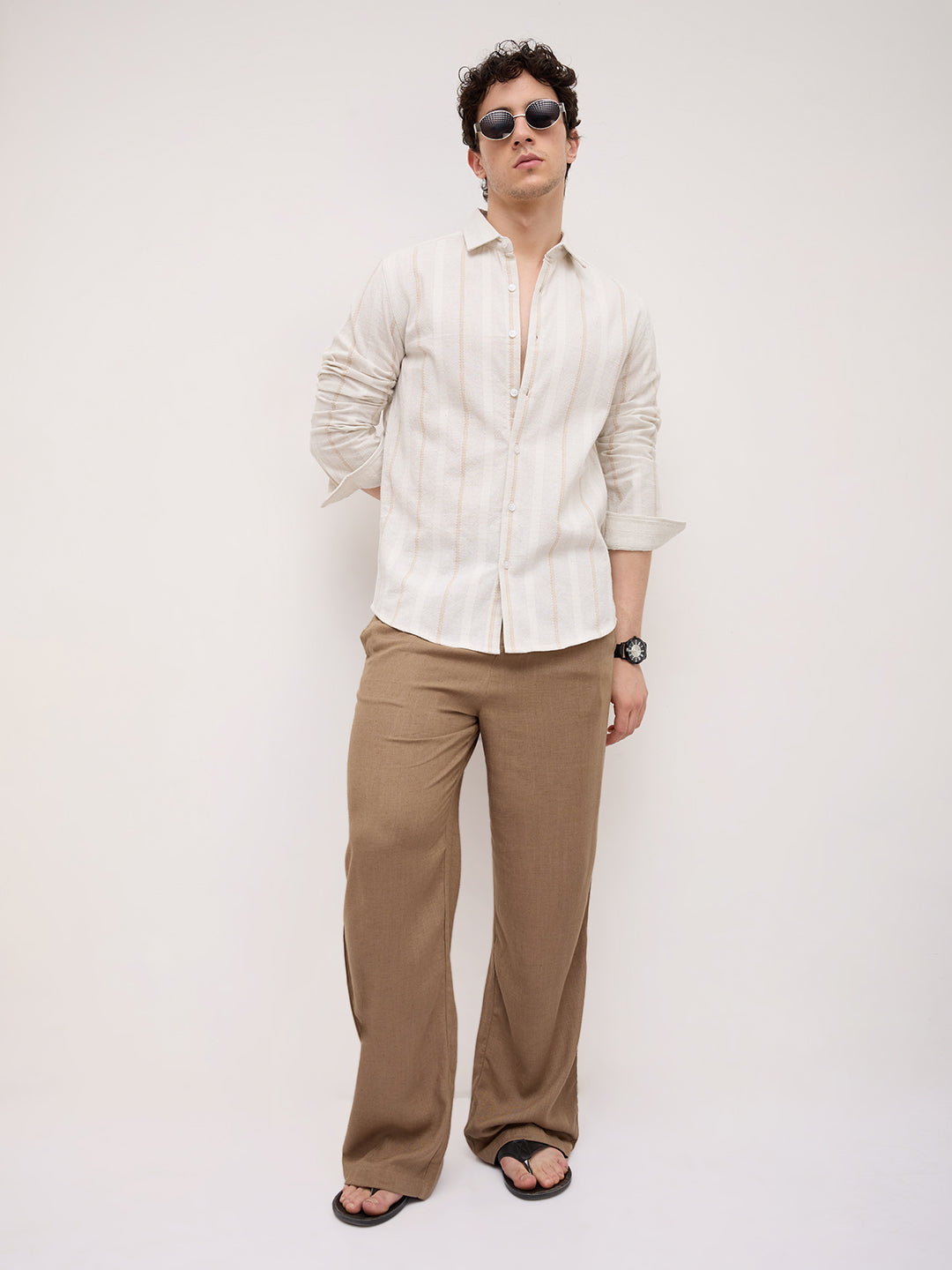 Refined Off-White Vertical Cable Weave Shirt