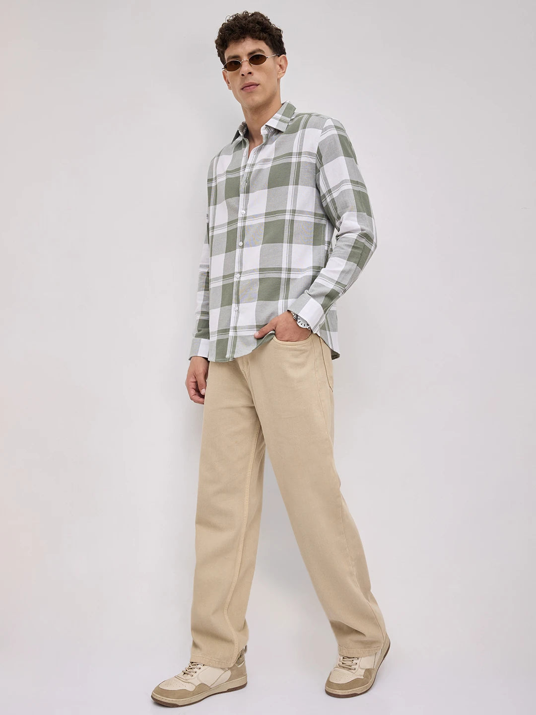 Classic Jade Green & White Plaid Checks Shirt