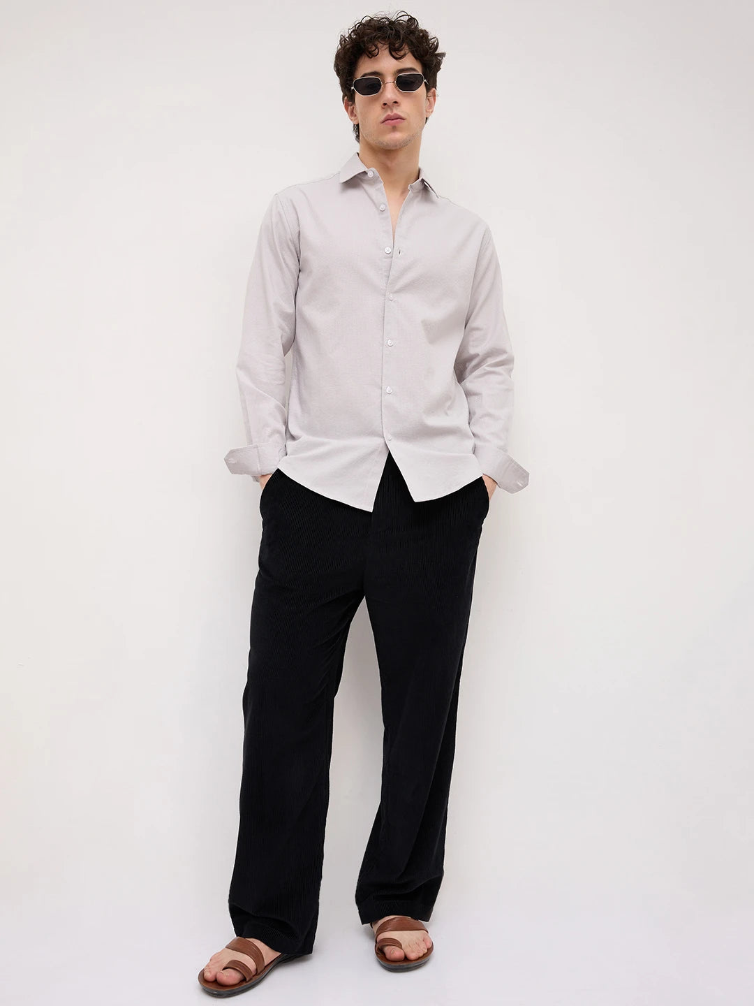 Grey Micro Basket Weave Shirt