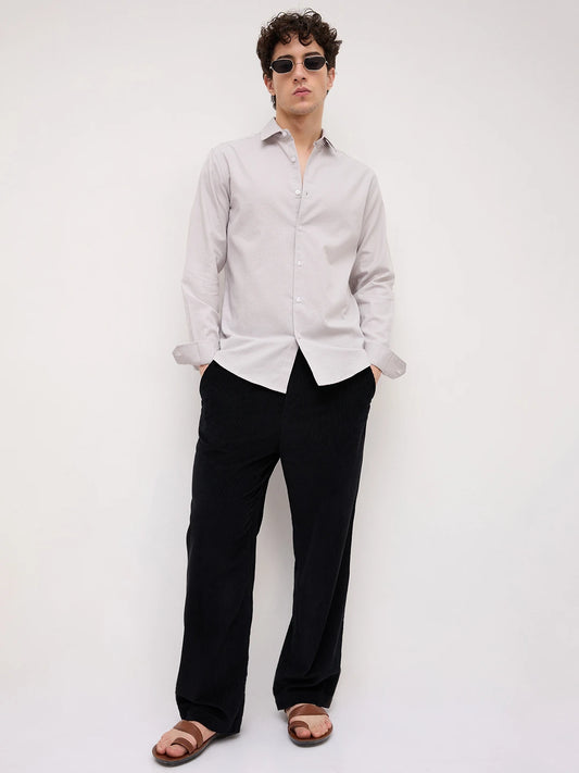 Grey Micro Basket Weave Shirt