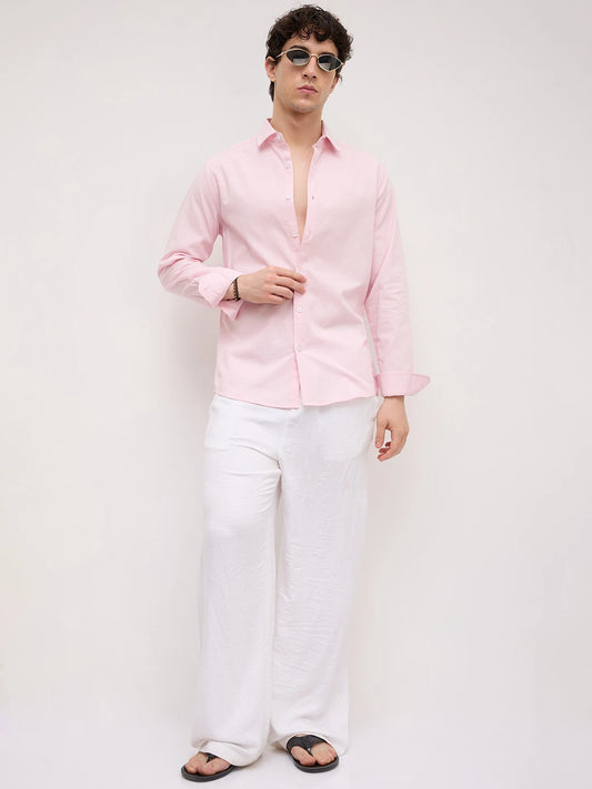 Pink Micro Basket Weave Shirt